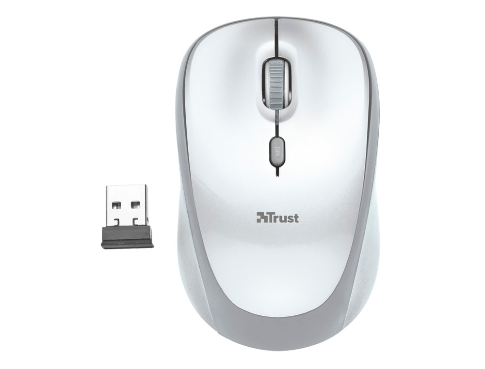 RATON TRUST YVI INALAMBRICO 800/1600 DPI NANO RECEPTOR USB 2,4 GHZ COLOR BLANCO