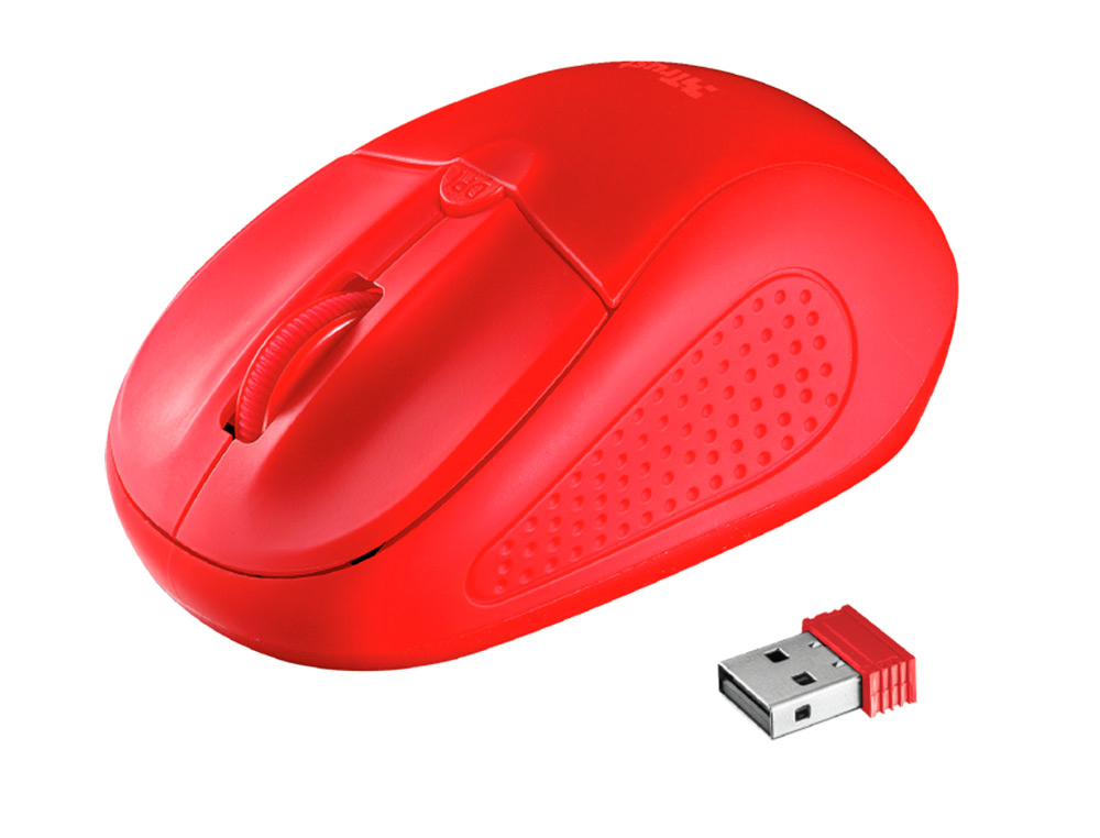 RATON TRUST PRIMO INALAMBRICO 800/1600 DPI NANO RECEPTOR USB 2,4 GHZ COLOR ROJO