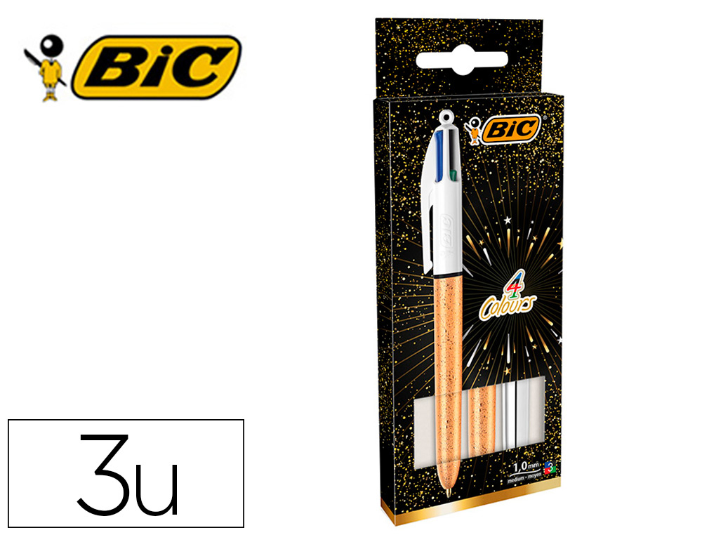 ECM RECICLADOS  BOLIGRAFO BIC CUATRO COLORES SET REGALO 50 ANIVERSARIO 2  UNIDADES SHINE COLOR ORO MATE + 1 UNIDAD SHINE COLOR PLATA