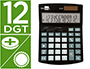 CALCULADORA LIDERPAPEL SOBREMESA XF27 12 DIGITOS TASAS SOLAR Y PILAS COLOR NEGRO 155X115X25 MM
