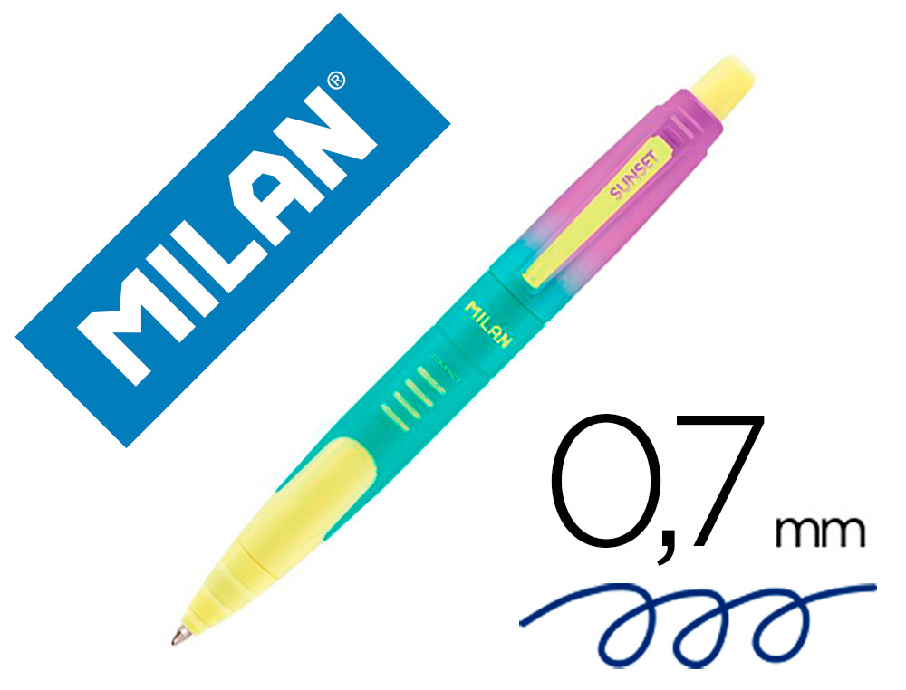 Papelería Machado  BOLIGRAFO MILAN COMPACT SUNSET RETRACTIL TINTA AZUL  PUNTA 1 MM COLORES SURTIDOS