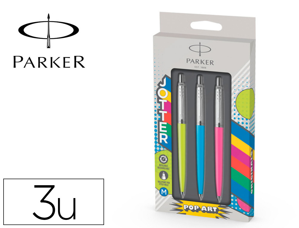BOLIGRAFO PARKER JOTTER ORIGINALS POP ART EDICION ESPECIAL PACK TRIO PROMOCIONAL HOT PINK/AZUL