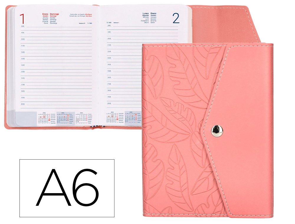 AGENDA ENCUADERNADA LIDERPAPEL THERASIA MINI 2023 DIA PAGINA PAPEL 70 GR COLOR NUDE