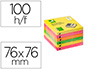 BLOC DE NOTAS ADHESIVAS QUITA Y PON Q-CONNECT 76X76 MM COLORES NEON SURTIDOS ZIG-ZAG