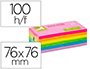 BLOC DE NOTAS ADHESIVAS QUITA Y PON Q-CONNECT 76X76 MM FSC COLORES NEON Y PASTEL SURTIDOS