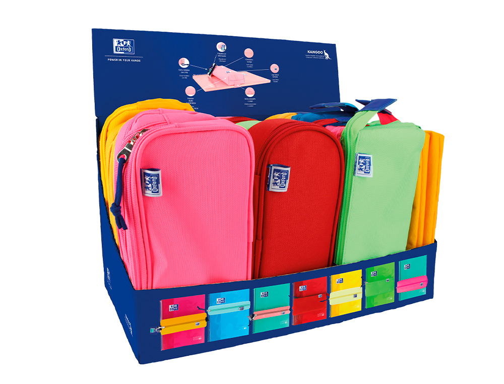 Bolso escolar oxford portatodo kids expositor de 20 unidades colores surtidos