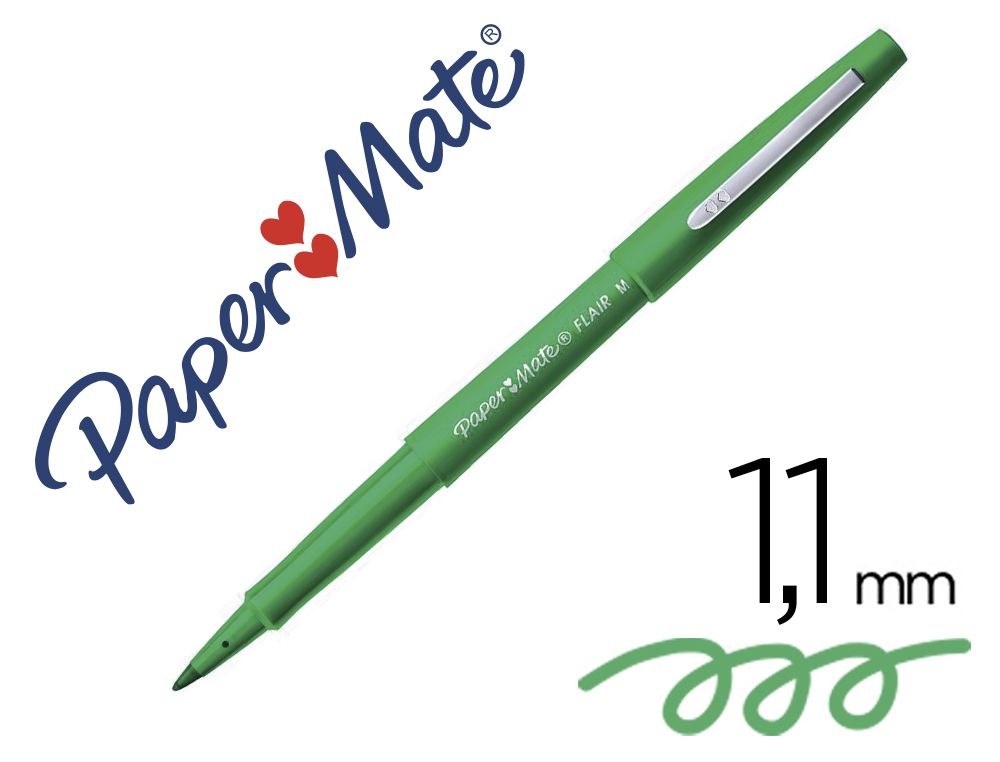 Rotulador paper mate flair original punta fibra verde