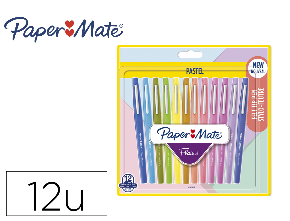 PAPER MATE Stylo feutre Flair PASTELL, blister de 12 - Stylo