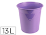 PAPELERA PLASTICO LIDERPAPEL LAVANDA OPACO 13 LITROS 275X285 MM