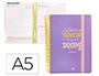 AGENDA ESCOLAR LIDERPAPEL CURSO 23-24 BASIC DIN A5 BILINGUE DIA PAGINA ESPIRAL TAPA POLIPROPILENO MALVA