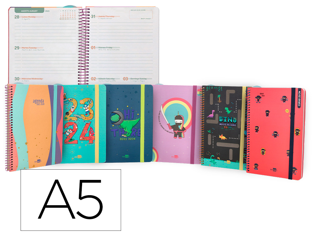 AGENDA ESCOLAR LIDERPAPEL CURSO 23-24 FANTASIA DIN A5 SEMANA VISTA BILINGUE ESPIRAL