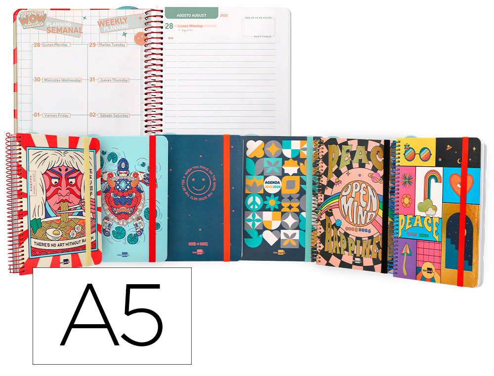 AGENDA ESCOLAR LIDERPAPEL CURSO 23-24 FANTASIA DIN A5 DIA PAGINA ESPIRAL
