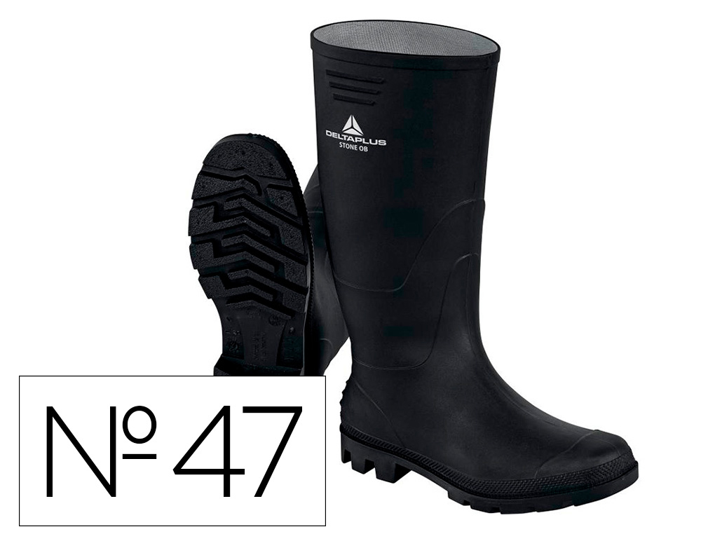 BOTAS DELTAPLUS DE SEGURIDAD STONE PVC NEGRO SUELA DE TACOS TALLA 47