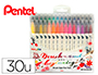 PINCEL PENTEL BRUSH SIGN PEN COM PONTA DUPLA ESTOJ