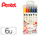 PINCEL PENTEL BRUSH SIGN PEN COM PONTA DUPLA ESTOJ