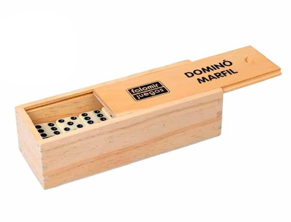 Domino falomir marfil en caja de madera