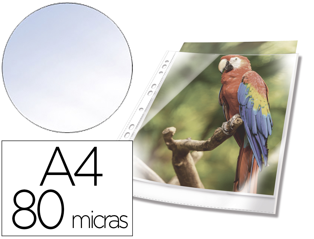 Funda multitaladro durable premium din a4 polipropileno 80 mc cristal con borde color blanco bolsa de 10 unidades