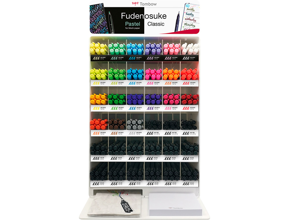 Rotulador tombow fudenosuke expositor sobremesa de 216 unidades colores surtidos