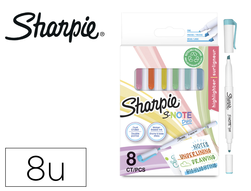 Rotulador sharpie snote duo asst blister de 8 unidades colores surtidos