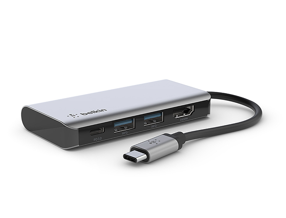 Adaptador belkin avc006btsgy multimedia usb-c a usb-c pd 2xusb 3.0 hdmi 4k 100w