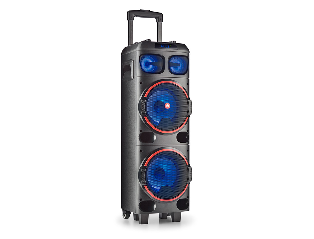 Altavoz ngs premium doble subwoofer 8/' 300w con bateria bluetooth y tws-usb/micro sd/aux in con asa