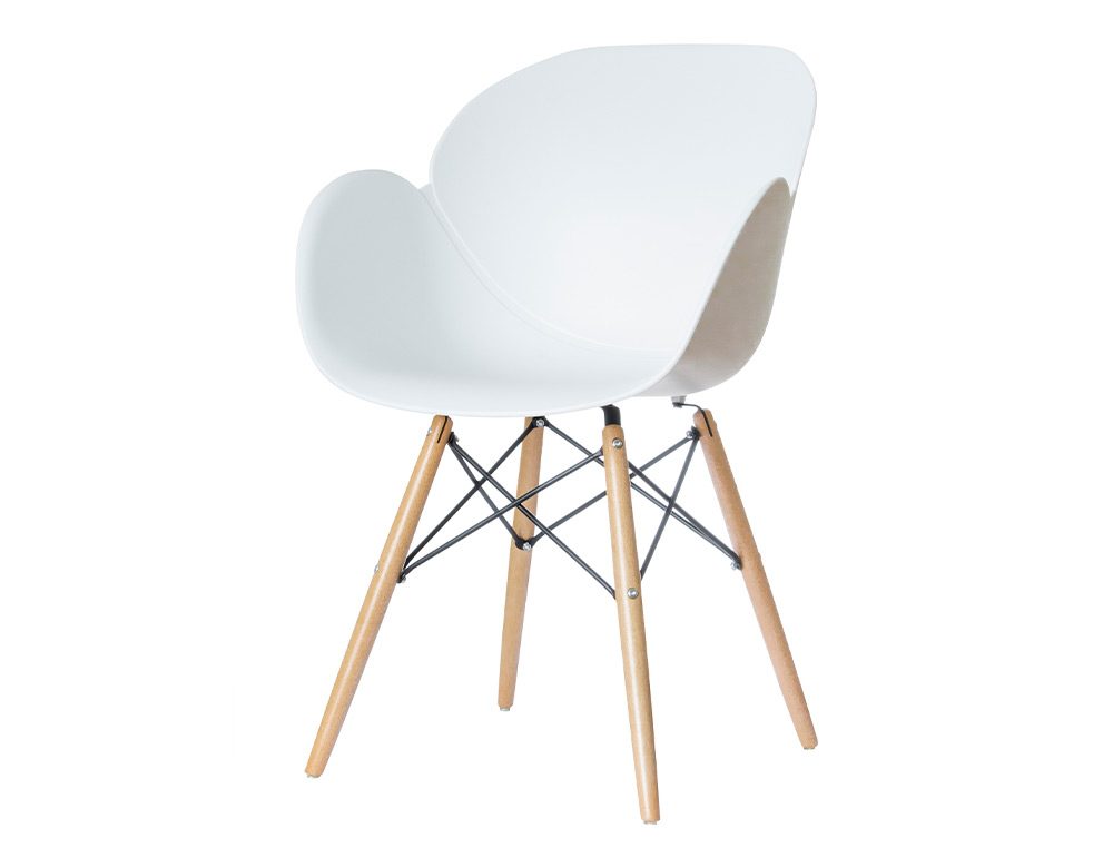 Silla paperflow kiwood pie haya asiento blanco lote de 2 unidades