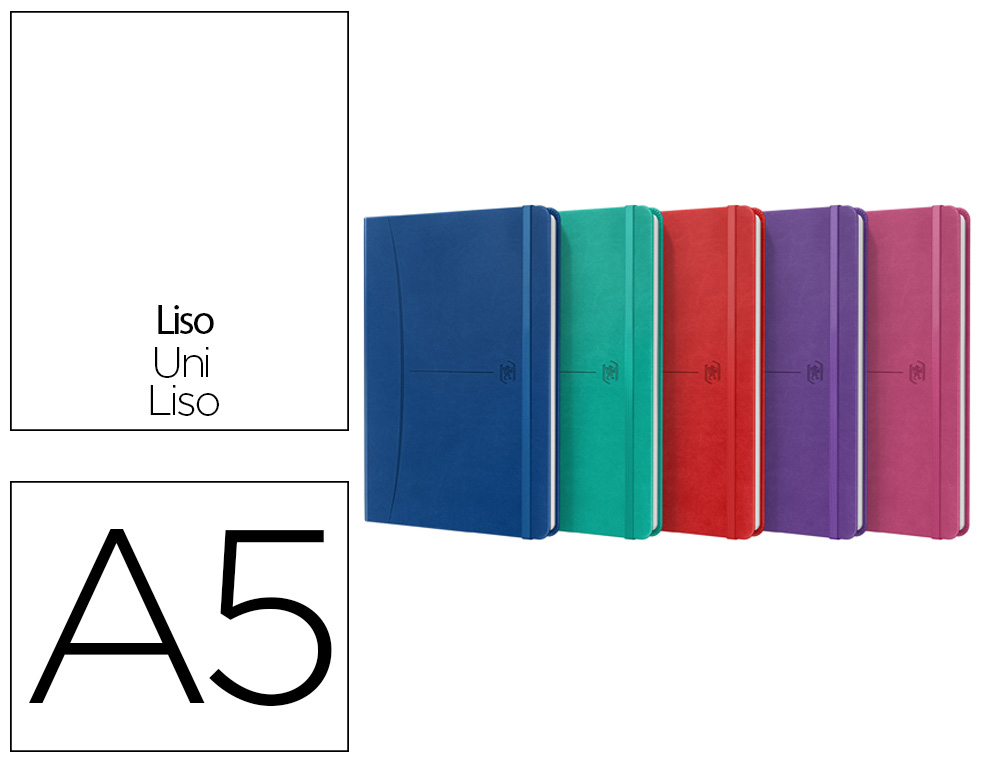 Cuaderno oxford cosida tapa extradura din a5 80 hojas liso colores vivos surtidos