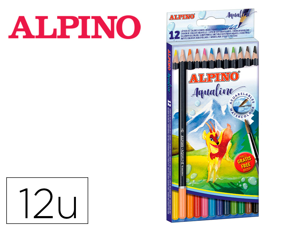 LAPICES DE COLORES ALPINO ACUARELABLES AQUALINE CAJA DE 12 UNIDADES COLORES SURTIDOS