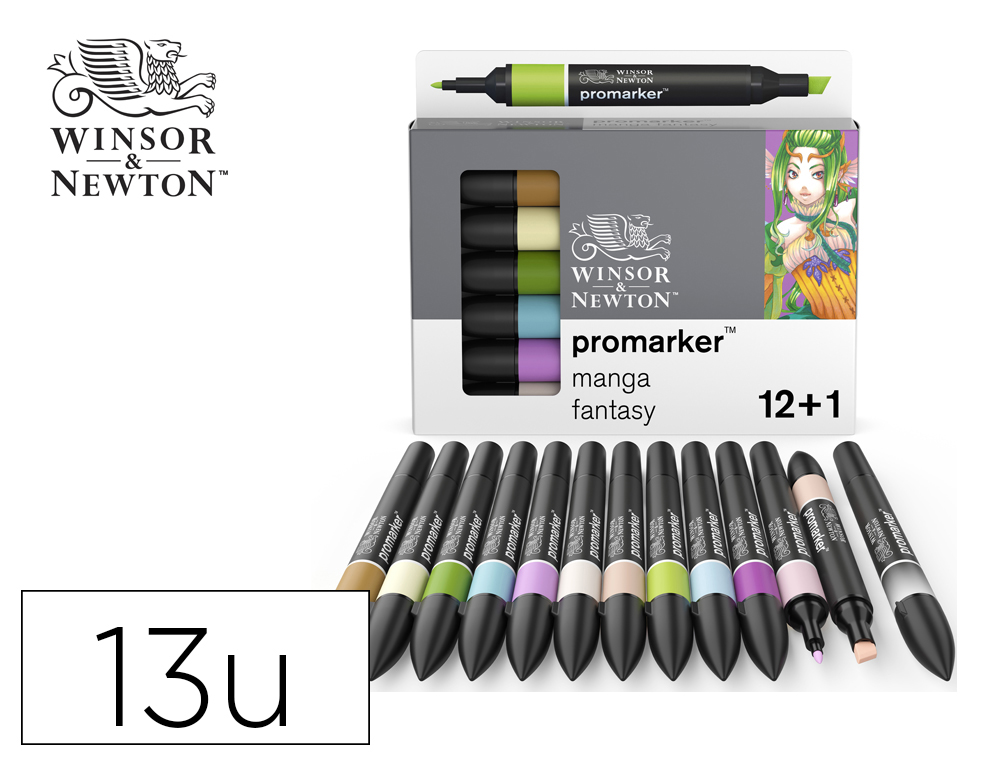 Rotuladores winsor&newton promarker manga fantasy set de 12+1 unidades colores surtidos