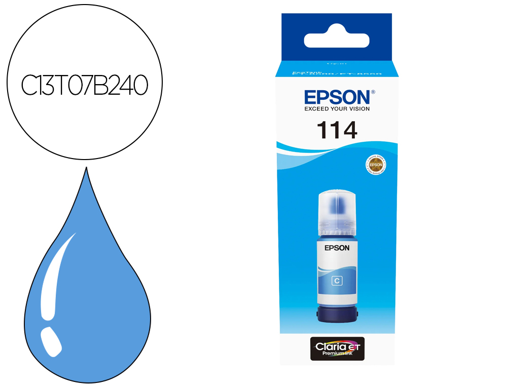 Tinta epson t114 eco tank et-8500 / 8550 cian botella 70 ml