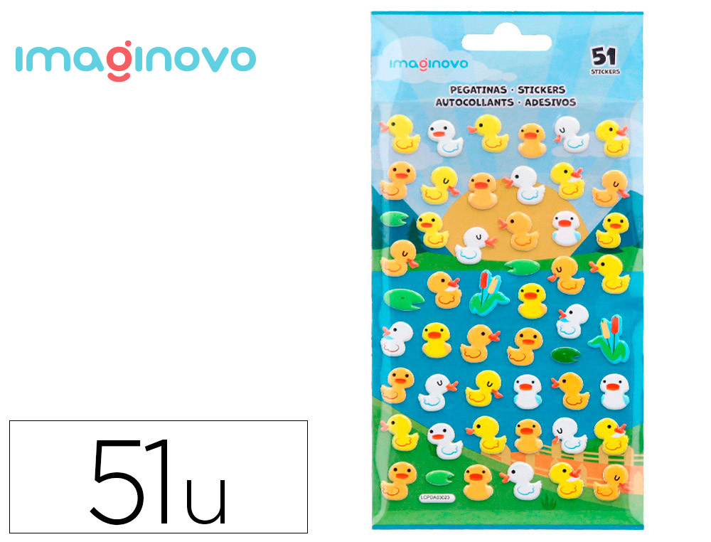 PEGATINAS IMAGINOVO CUTE ANIMALES PATOS CON RELIEVE 190X105 MM EN BLISTER