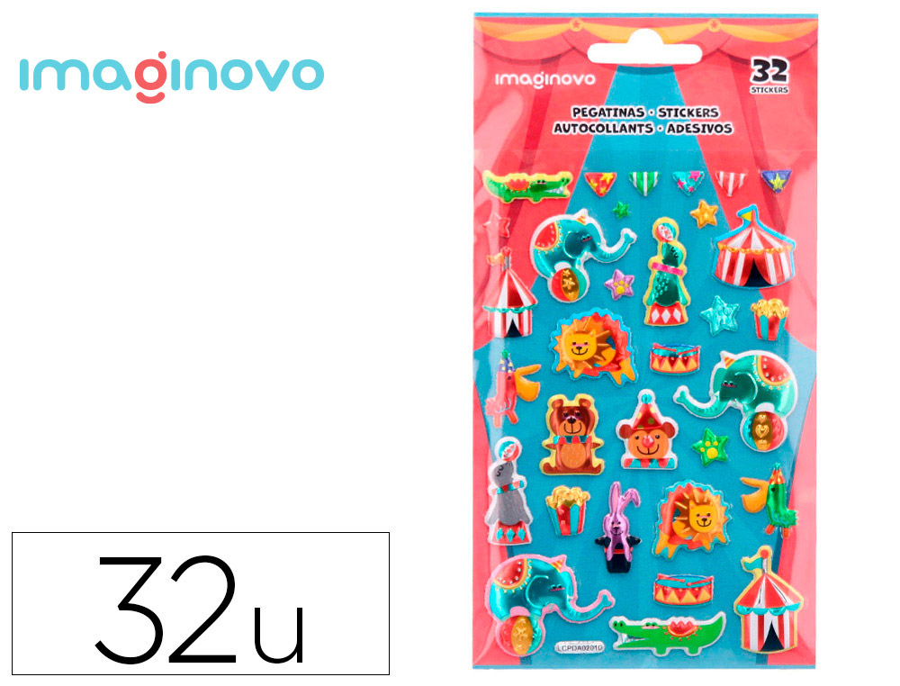 PEGATINAS IMAGINOVO KIDS CIRCO GOMA EVA 190X105 MM EN BLISTER