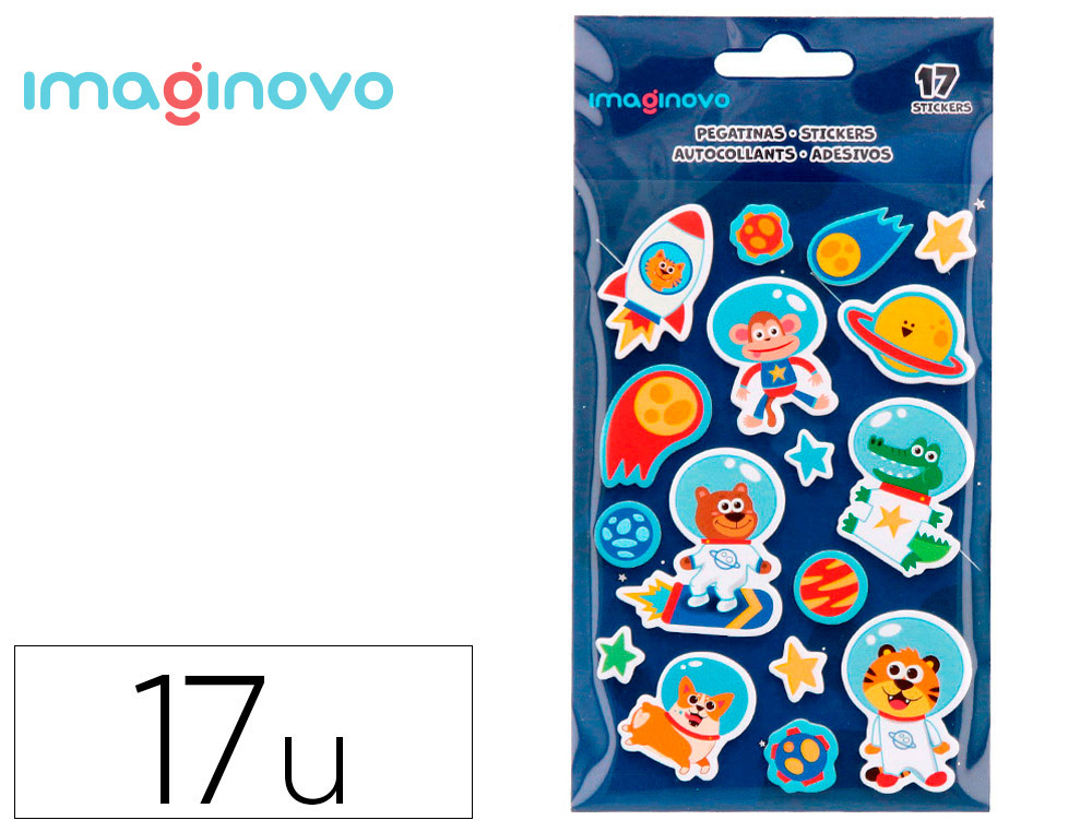 PEGATINAS IMAGINOVO LUMINOSAS ASTRONAUTAS CON RELIEVE 250X145 MM EN BLISTER