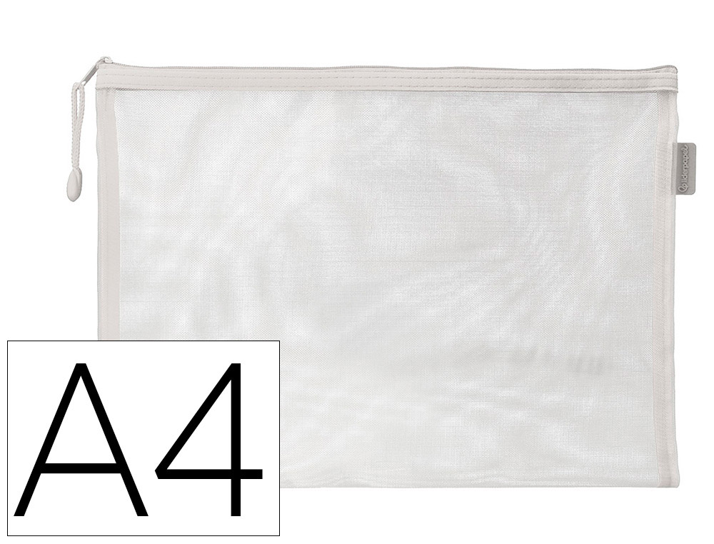 BOLSA COM FECHO DE CORRER LIDERPAPEL POLIESTER TRANSPIRAVEL MULTIUSOS DIN A4 BRANCO