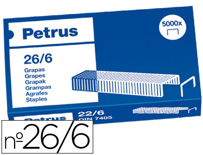 GRAPAS PETRUS 26/6 COBREADAS CAJA DE 5000 - Folder, Líder en papelería