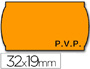 ETIQUETAS METO ONDULADAS 32X19 MM PVP ADH.2 FLUOR NARANJA ROLLO 1000 ETIQUETAS