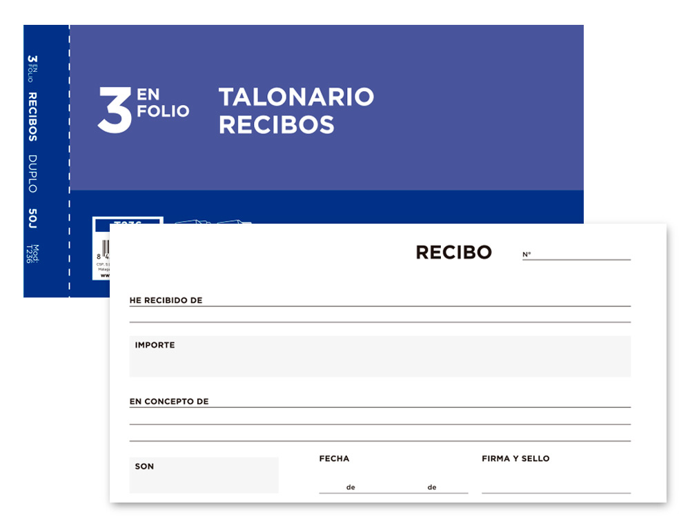 TALONARIO LIDERPAPEL RECIBOS 3/Fº ORIGINAL Y COPIA T236 SIN MATRIZ