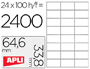 ETIQUETAS ADESIVAS APLI DIN A4  64,6 X 33,8 MM