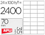 ETIQUETAS ADESIVAS  APLI DIN A4 70 X 35 MM