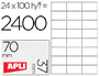 ETIQUETAS ADESIVAS  APLI DIN A4 70 X 37 MM