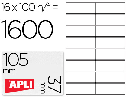 Etiquetas Adhesivas Apli para impresoras laser 105x37mm Ref 2525