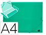 CARPETA LIDERPAPEL GOMAS SOLAPAS 34963 POLIPROPILENO DIN A4 VERDE TRANSLUCIDO