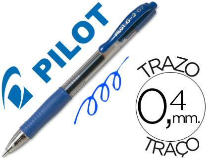 COLORAPID  BOLIGRAFO PILOT G-2 AZUL TINTA GEL RETRACTIL SUJECION DE CAUCHO