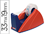 PORTARROLLO SOBREMESA TESA CON CUCHILLA DE CORTE RECTO PARA CINTAS DE 33 M COLOR AZUL/ROJO
