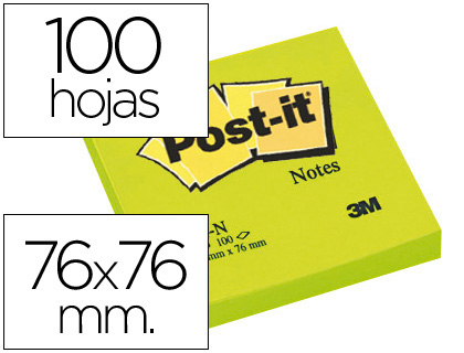 Post-it Bloc 100 feuillets 76 x 76 mm Energiques x 6