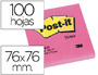 BLOCO DE NOTAS ADESIVAS POST-IT FUCSIA 76 X 76 MM