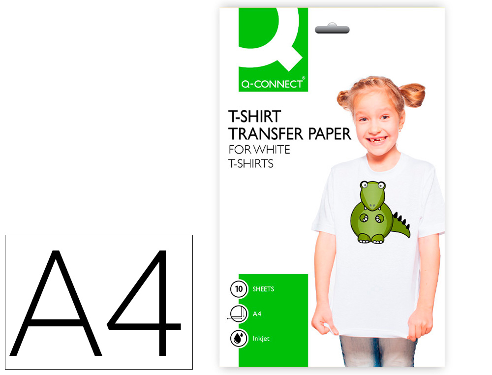 Q-Connect KF01430 - Papel transfer para tela, tamaño A4, 140 gramos,  paquete de 10 hojas