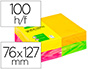 BLOC DE NOTAS ADHESIVAS QUITA Y PON Q-CONNECT 127X76 MM FSC 100 HOJAS FLUORESCENTES PACK DE 12 -SURTIDAS EN 4 COLORES