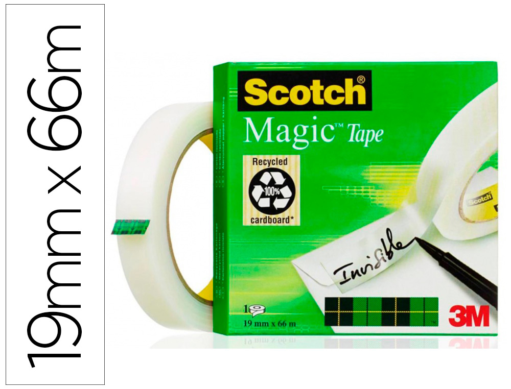 Cinta adhesiva invisible Scotch Magic 810 33 mts x 19mm