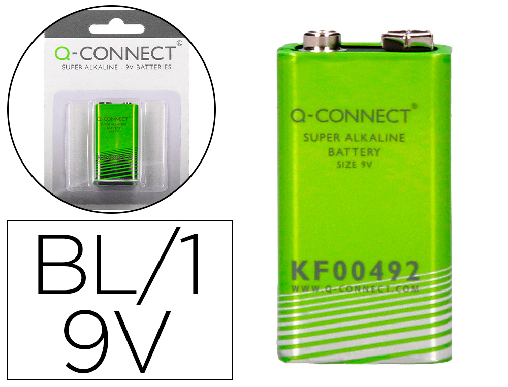 Oficinayempresa.com  PILA Q-CONNECT ALCALINA 9V BLISTER CON 1 UNIDAD